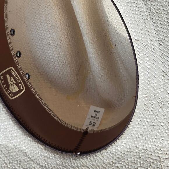 EDDY BROS* Western Cowboy Hat Formosan Straw Rodeo Ivory One Size 6.5" Brim MINT - Picture 3 of 3